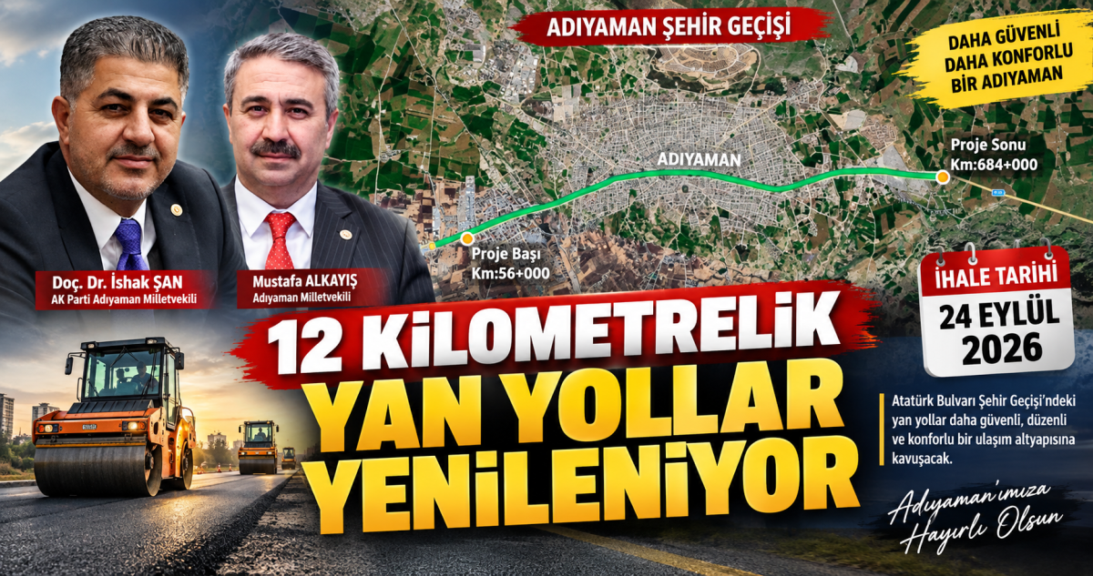 12 Kilometrelik Yan Yollar Yenileniyor